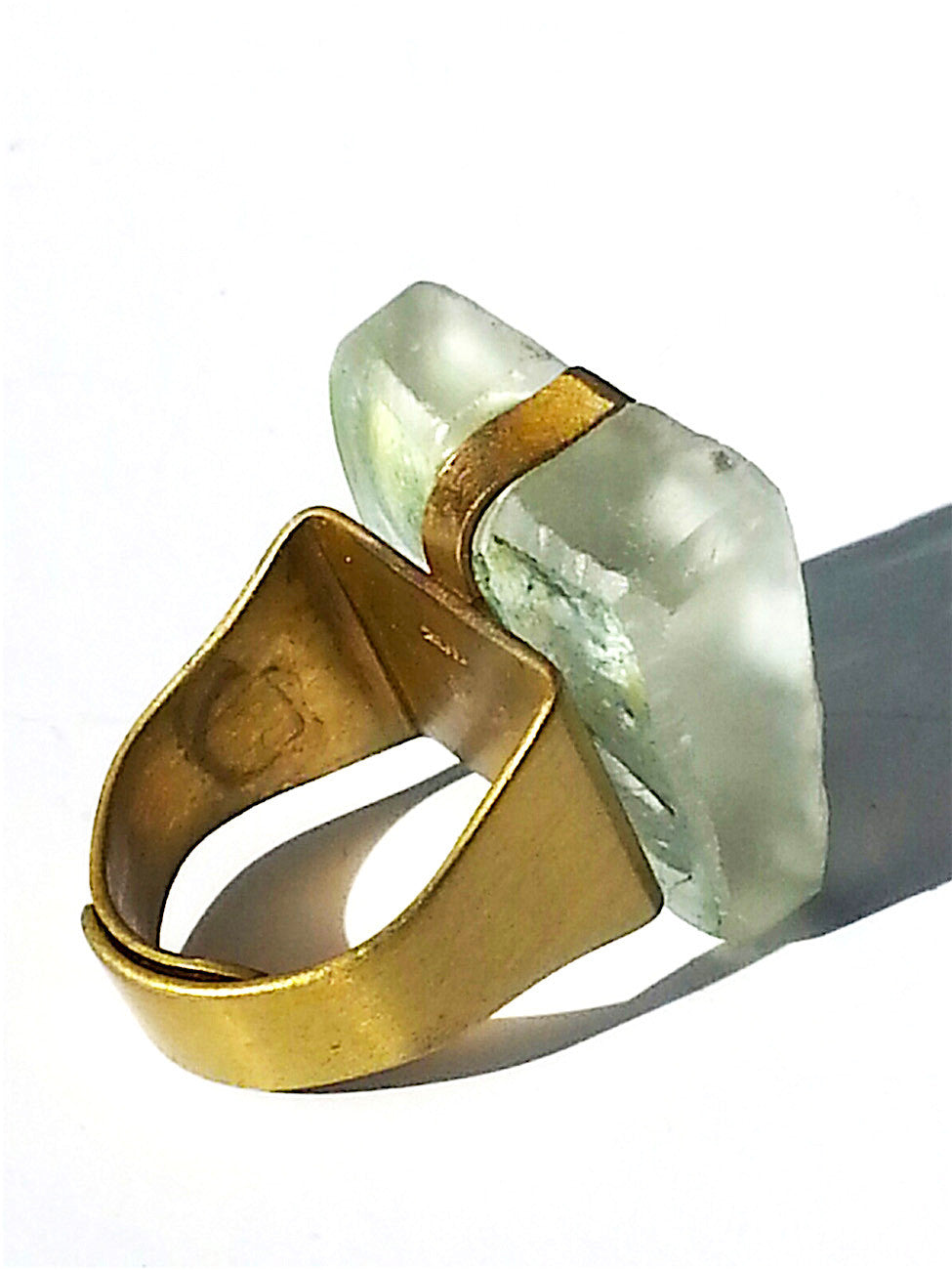 Ring Hand Cast French Glass Fairy Celadon