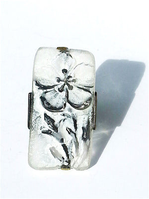Ring Hand Cast French Glass Flower White