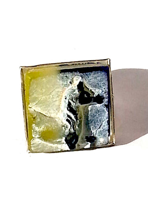 Ring Hand Cast French Glass Horse Silver Plated Band
