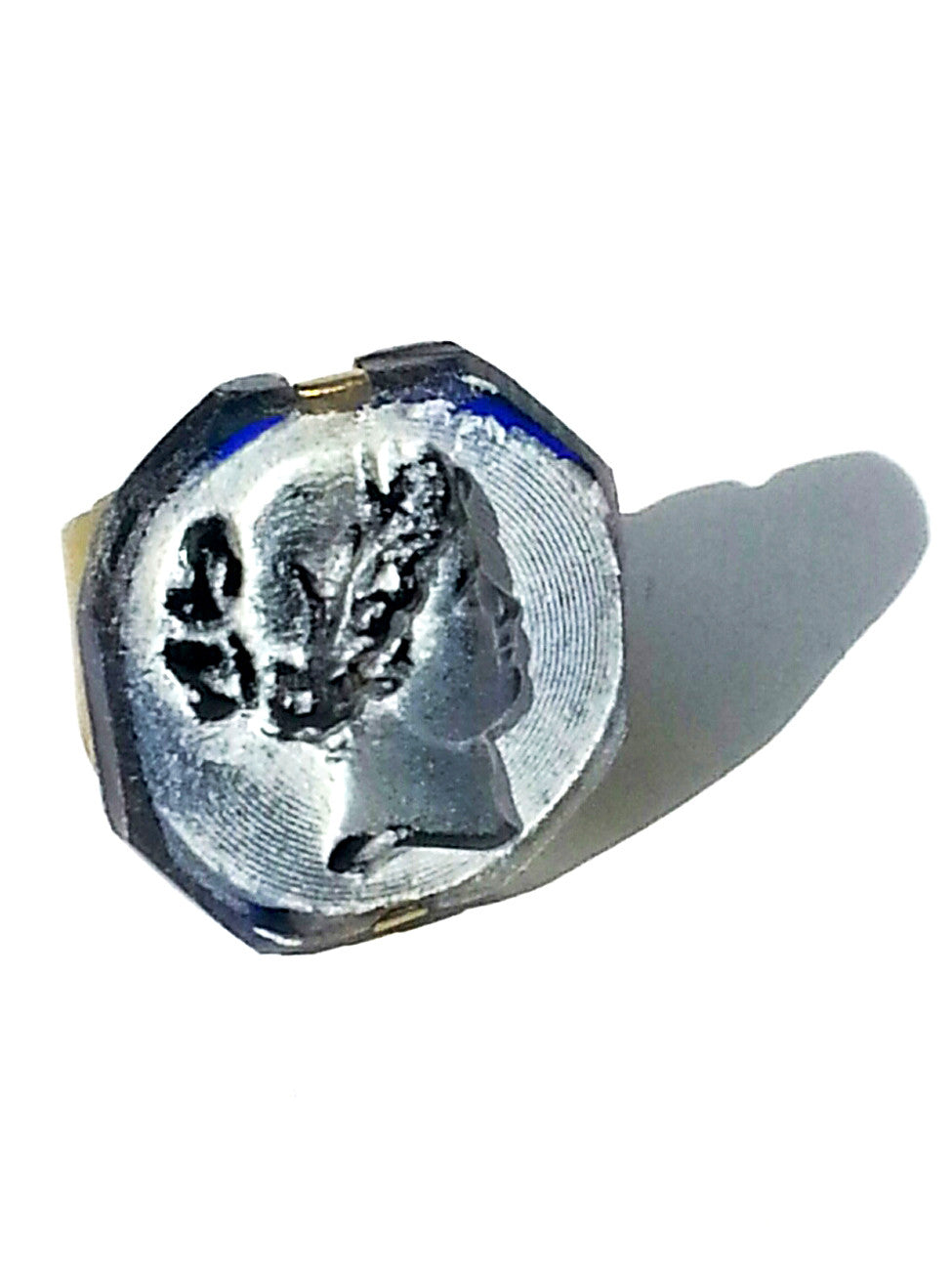 Ring Hand Cast French Glass Lady with Laurel