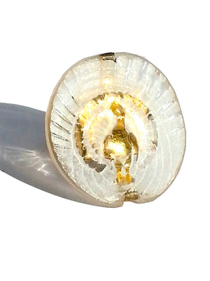 Ring Hand Cast French Glass Peacock White Gold Plated Band