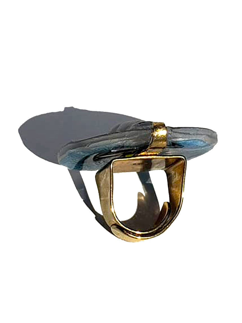 Ring Hand Cast French Glass Scarab Gold Plated Band