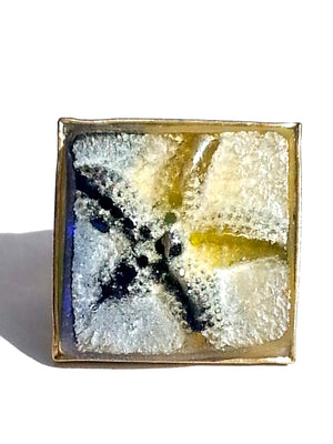 Ring Hand Cast French Glass Starfish Gold Plated Band