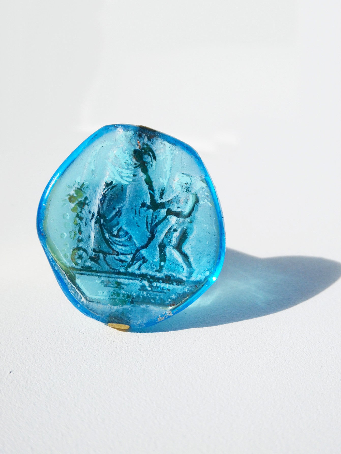 Ring Hand Cast French Glass Turquoise Fairy