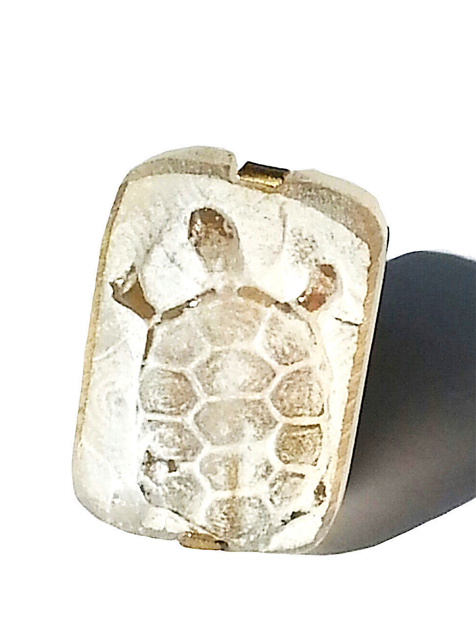 Ring Hand Cast French Glass Turtle White 2