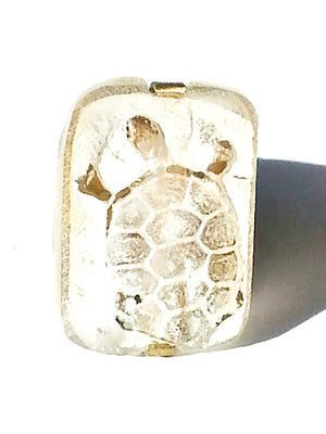 Ring Hand Cast French Glass Turtle White 2