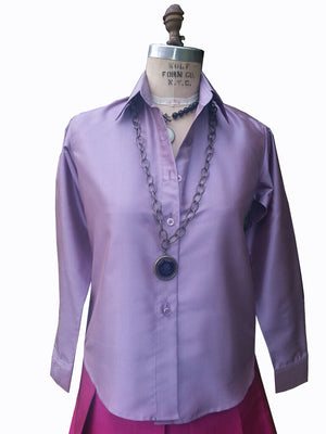 Thai Silk Button Down Shirt Fall Amethyst