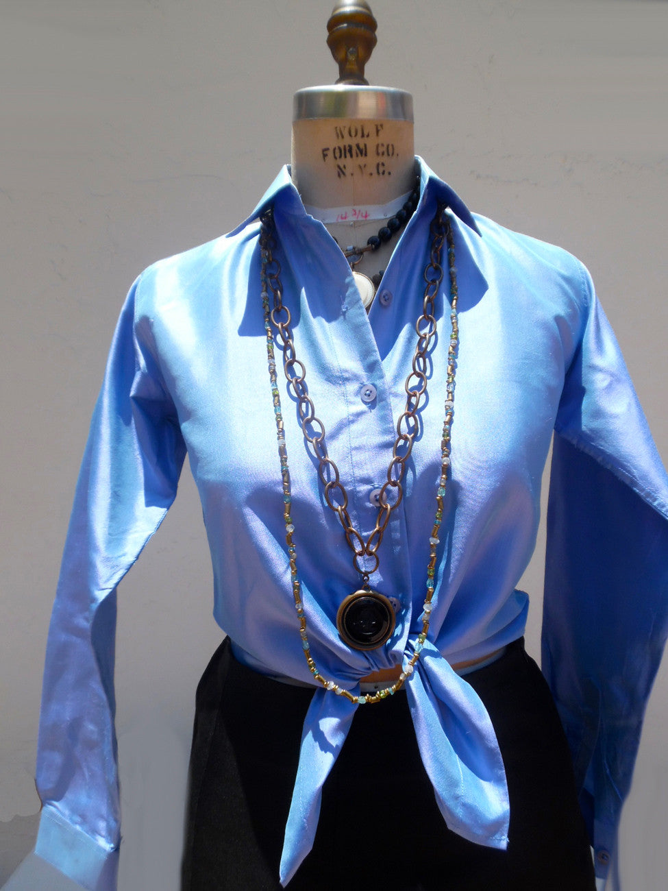 Thai Silk Button Down Shirt Periwinkle