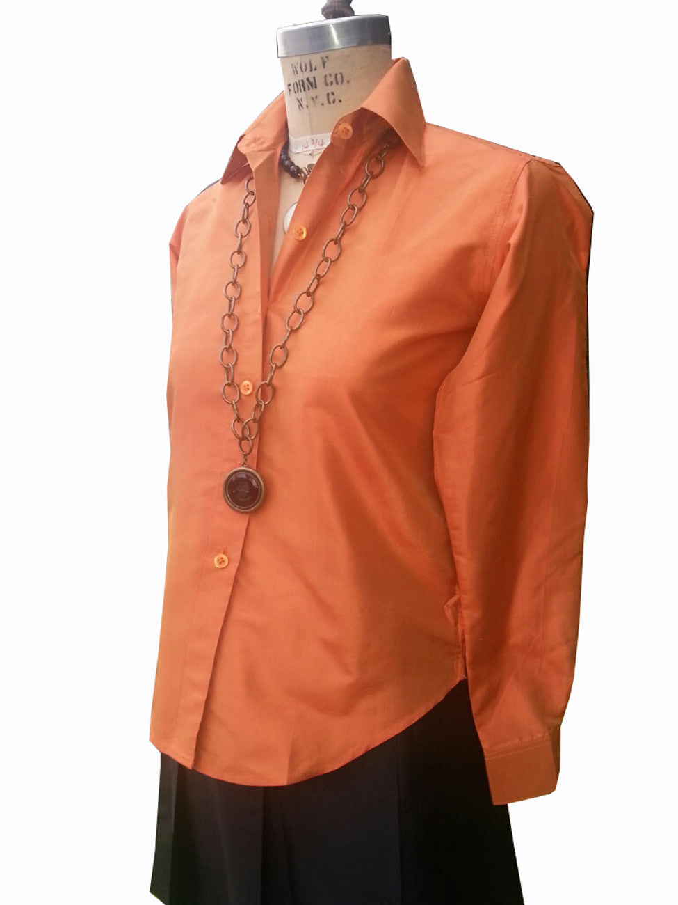 Thai Silk Button Down Shirt Pumpkin