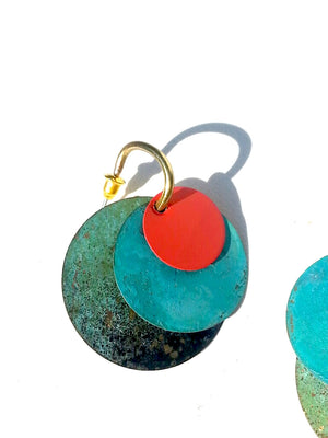 Earrings Three Planets Coral Garden Patina
