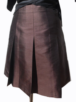 Pleated Cocktail Skirt Thai Silk Chocolate