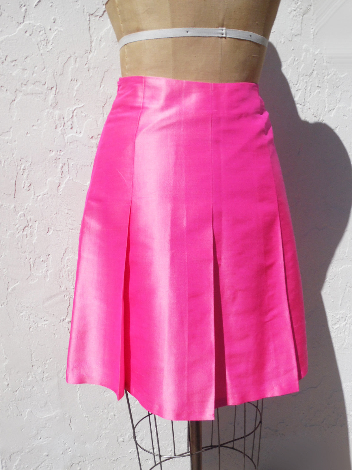 Pleated Cocktail Skirt Thai Silk Precious Pink