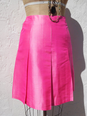 Pleated Cocktail Skirt Thai Silk Precious Pink