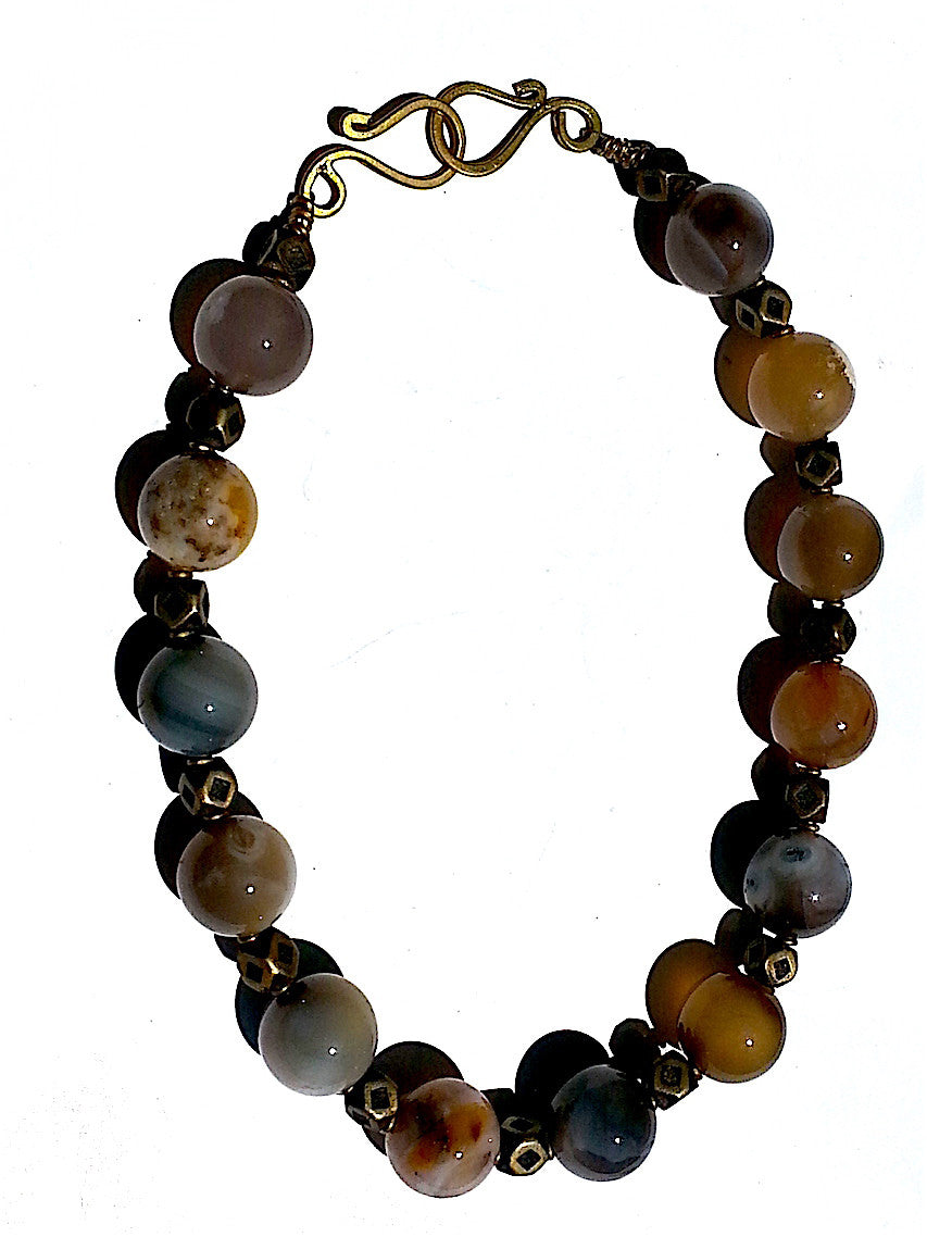 Necklace Agate Choker with Brass