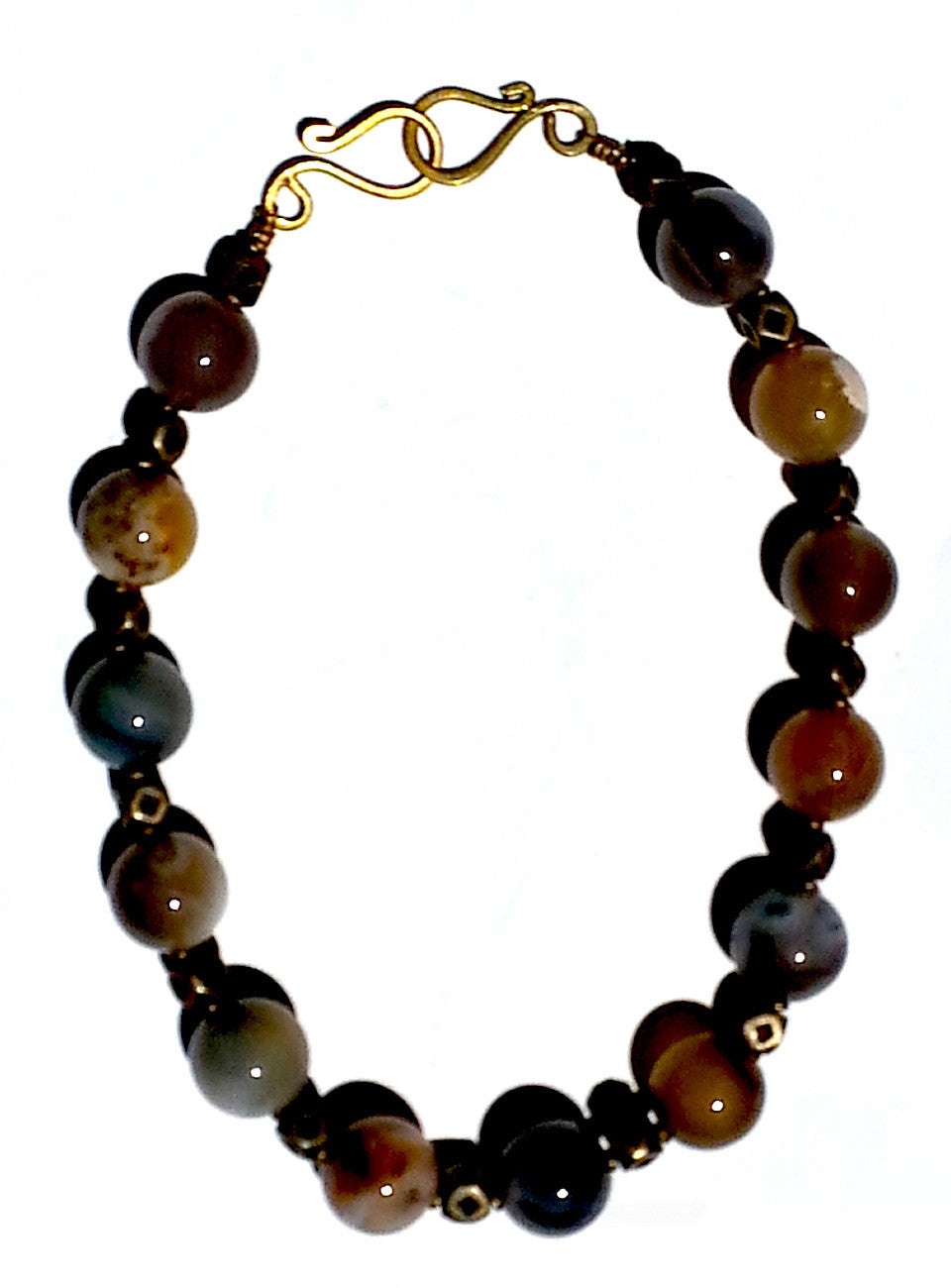 Necklace Agate Choker with Brass