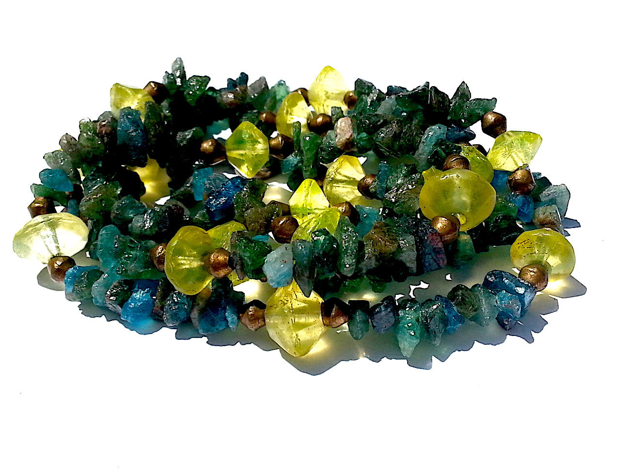 Necklace Apatite and Peridot Double Length