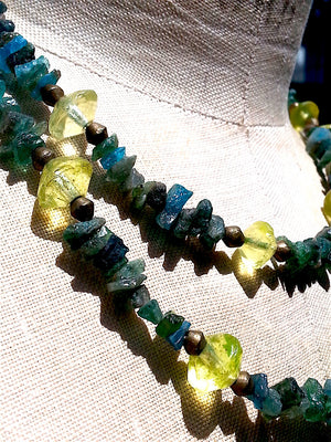 Necklace Apatite and Peridot Double Length