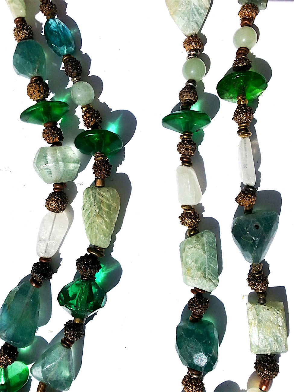 Necklace Aquamarine Moonstone Glass Mix