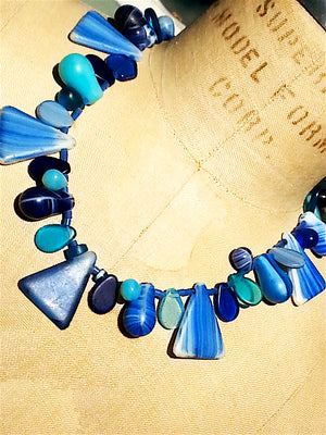 Necklace Mix Of African And Czech Glass Blue and White
