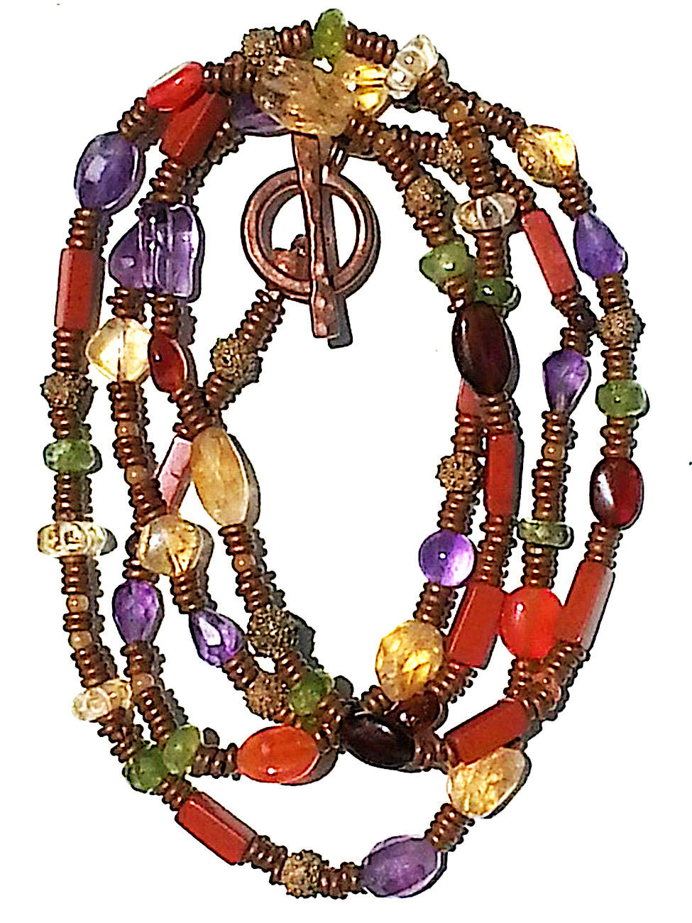 Necklace Copper And Semiprecious Mix Double Length