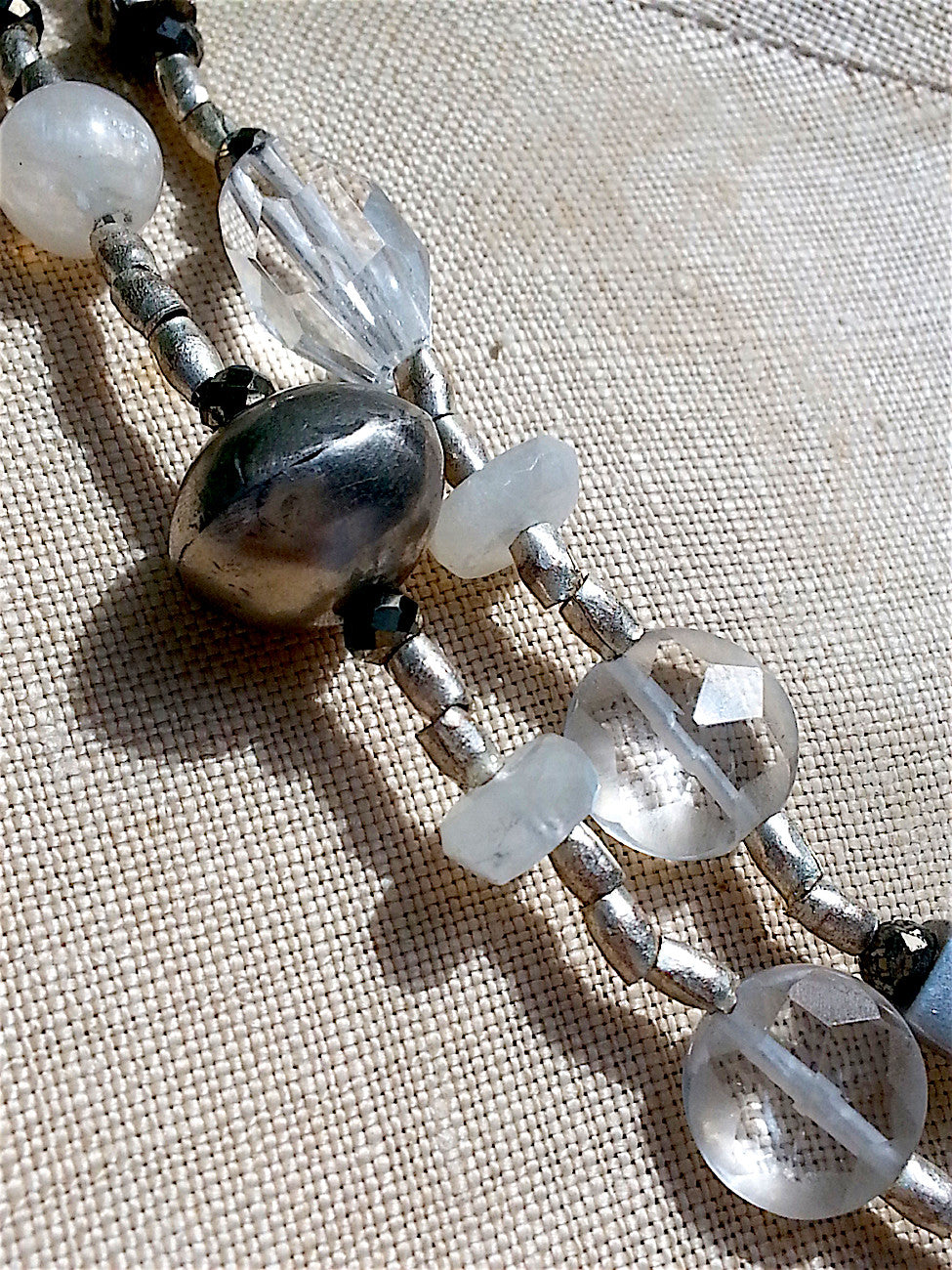 Necklace Quartz Orb Crystal Moonstone And Sterling Silver