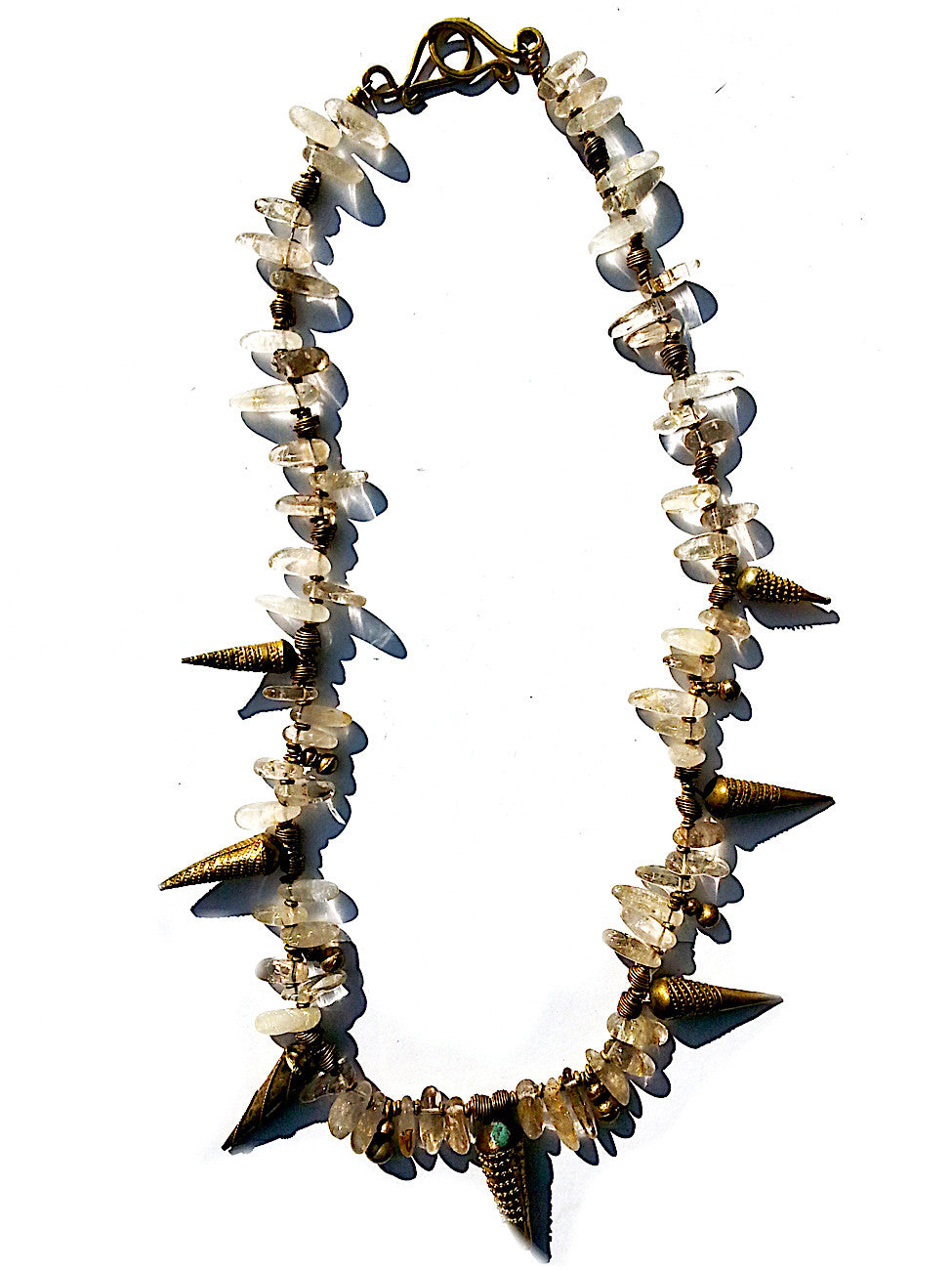 Necklace Rutillated Quartz Citrine and African Spike Charms
