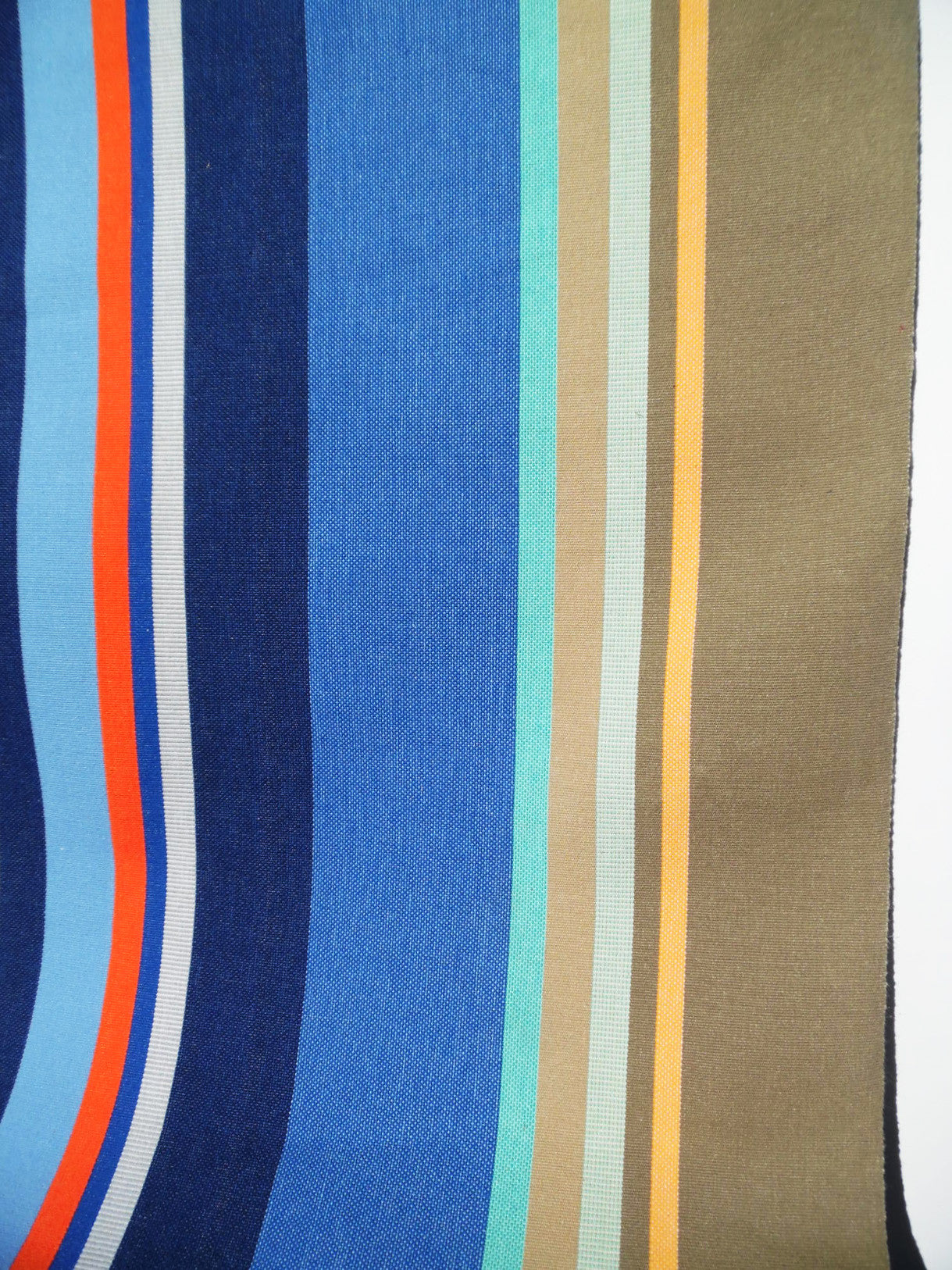 French Cotton Canvas Striped Textile Blue