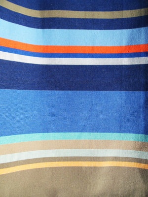 French Cotton Canvas Striped Textile Blue