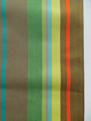 French Cotton Canvas Striped Textile Green and Tan