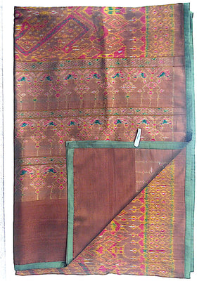 Silk Ikat Textile Wall Hanging Throw Deep Green Red