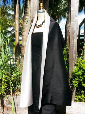 Double Sided Evening Shawl Black Silver
