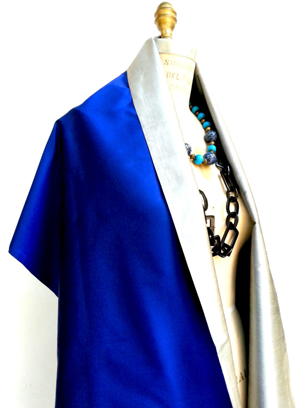 Double Sided Evening Shawl oyal Blue Silver