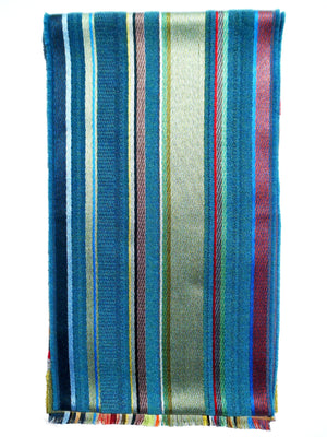 Scarf Silk Wool Colorblock Blue Multi