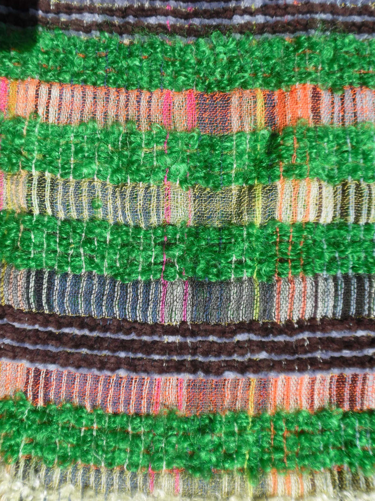 Scarf Lambswool Cotton Mohair Colorblock Green Grey Multi